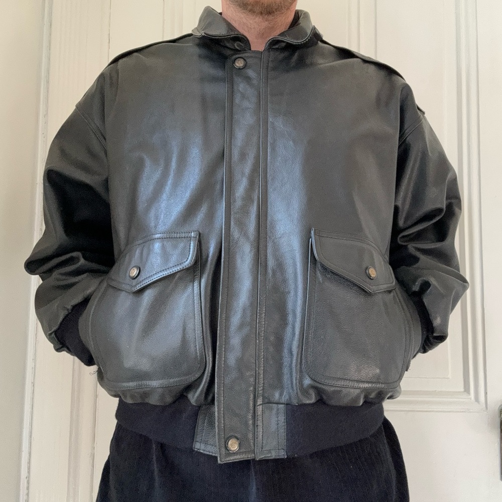 Vintage leather bomber jacket by Niki size XL